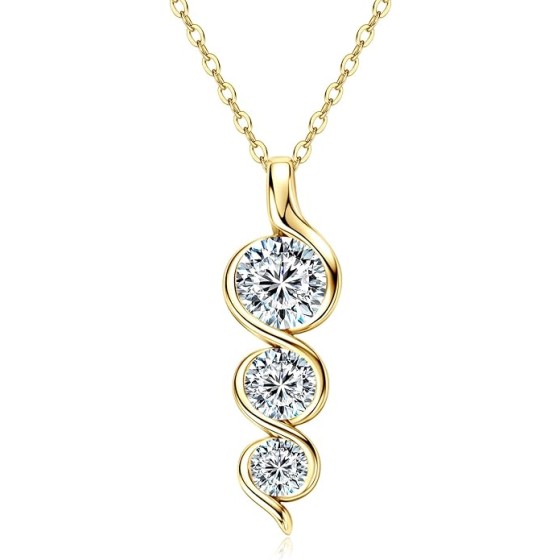 3-Stones Moissanite Pendant Necklace, 1.8cttw D Color Moissanite 925 Sterling Silver Infinity Necklace Jewelry for Women, Wife or Mom