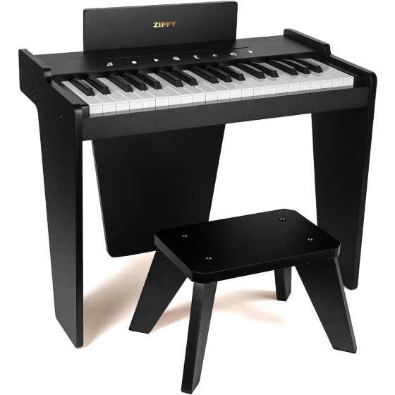 ZIPPY Kids Piano Keyboard, 37 Keys Digital Piano for Kids, Touch Sensitive Control Panel, Built-in Songs, Volume Adjustable, Music Educational Instrument, Wood Piano for 3+ Girls and Boys
