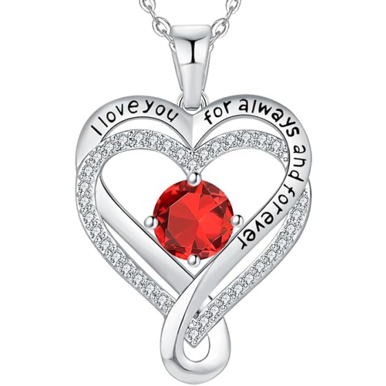 Jewelry for Women Wife Infinity Heart Birthstone I Love You Necklace S925 Anniversary Women Necklaces for Her Wife Birthday Gift Ideas, Birthday Present for Girlfriend Mom Daughter Sterling Silver
