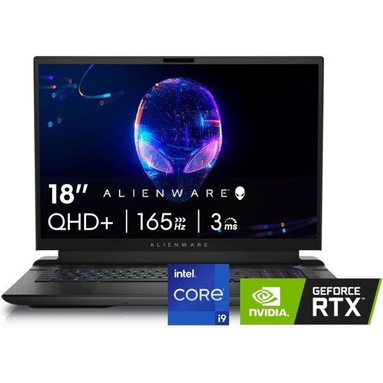 Alienware M18 R2 Gaming Laptop - 18 QHD+ 165Hz 3ms Display, Intel Core i9-14900HX, 32GB DDR5 RAM, 1TB SSD, NVIDIA GeForce RTX 4080 12 GB GDDR6, Windows 11 Home, Onsite Service - Dark Metallic Moon