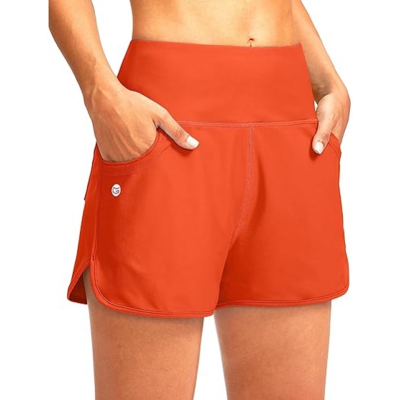 G Gradual Women's 3" High Waisted Swim Board Shorts with Pockets Quick Dry Swimsuit Bottoms Bathing Suit for Women with Liner