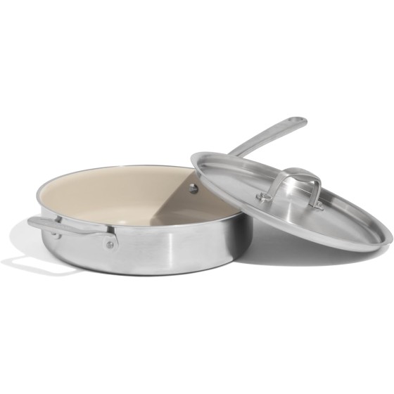 Made In Cookware - 3.5 QT Ceramic Non Stick Saute Pan with Lid - 5-Ply Stainless Clad with Stay-Cool Handle - Professional Cookware - Crafted in Italy - Induction Compatible