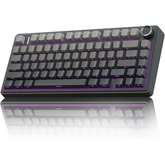 AULA F75 Pro Wireless Mechanical Keyboard,75% Hot Swappable Custom Keyboard with Knob,RGB Backlit,Pre-lubed Reaper Switches,Side Printed PBT Keycaps,2.4GHz/USB-C/BT5.0 Mechanical Gaming Keyboards