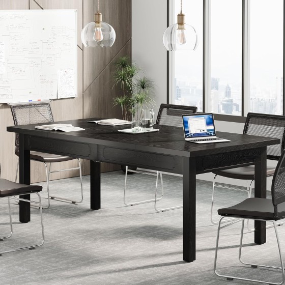 Tribesigns Rectangular Office Conference Table, Farmhouse Meeting Room Tables for 4-6 People, Business Seminar Table for Office Meeting Conference Room