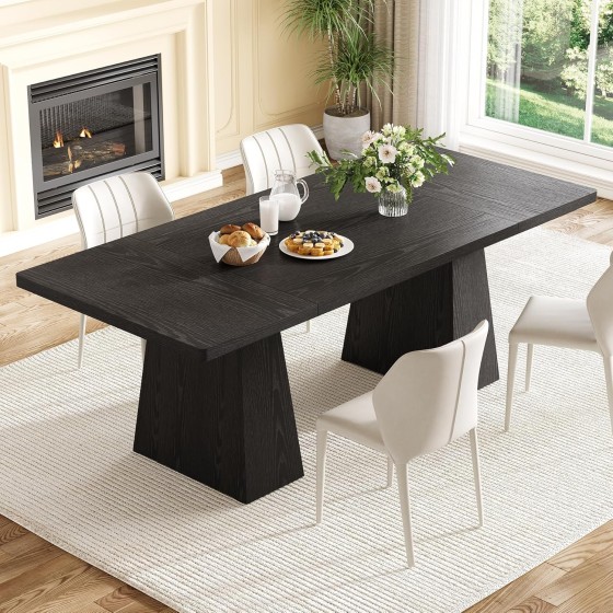 LITTLE TREE Dining Table for 6 People, Wooden Table, Rectangle Furniture with Heavy Duty Legs, Modern Kitchen Table for Home, Dining Room
